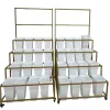 A home storage and organization box with a golden frame and white storage feature a simple Nordic style Item Picture
